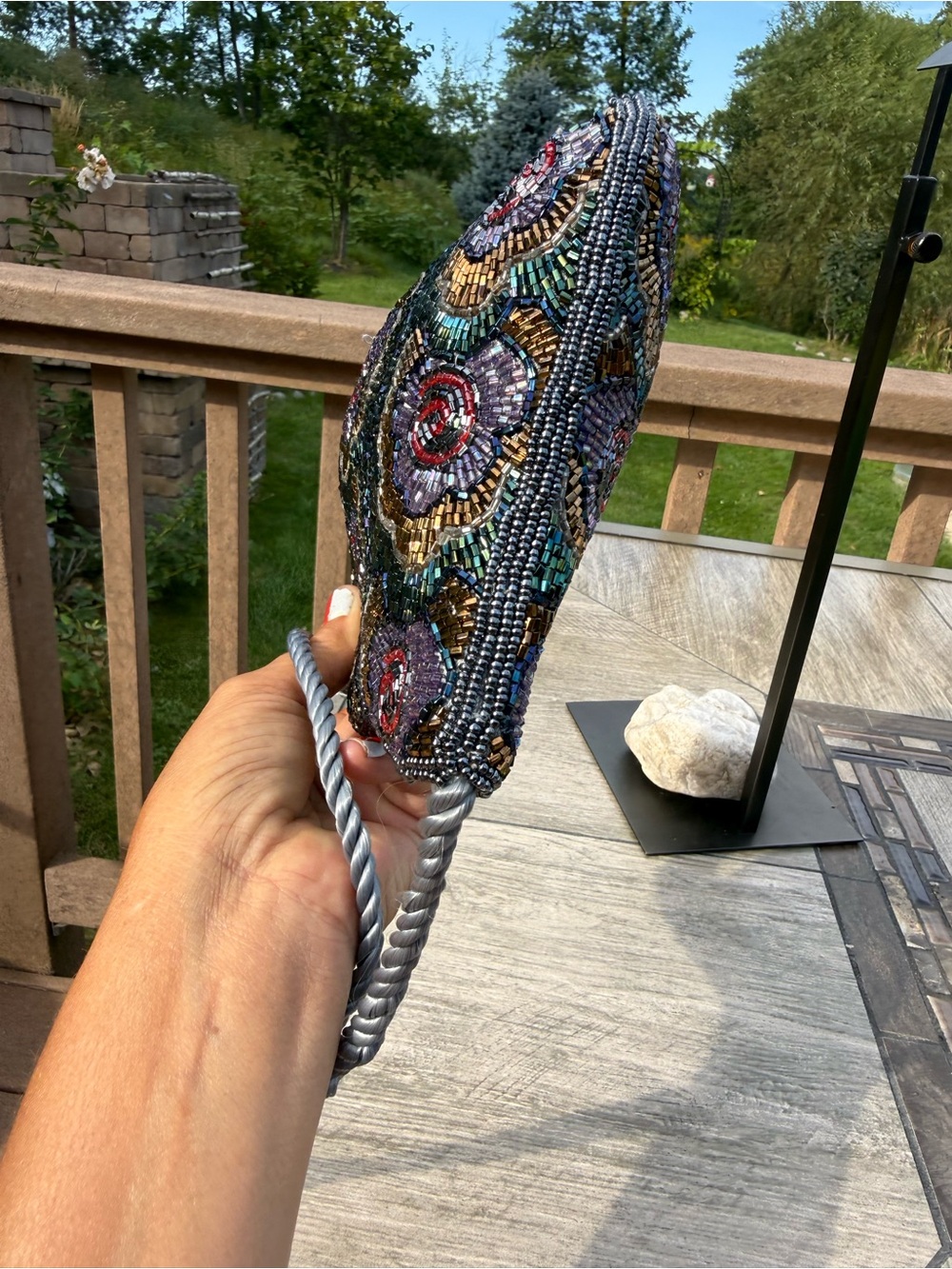 EUC Vintage seed bead Floral Scallop Hem Evening Bag - Picture 10 of 13